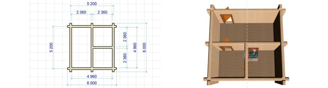 Деревянный сруб шестистенок в Анапе