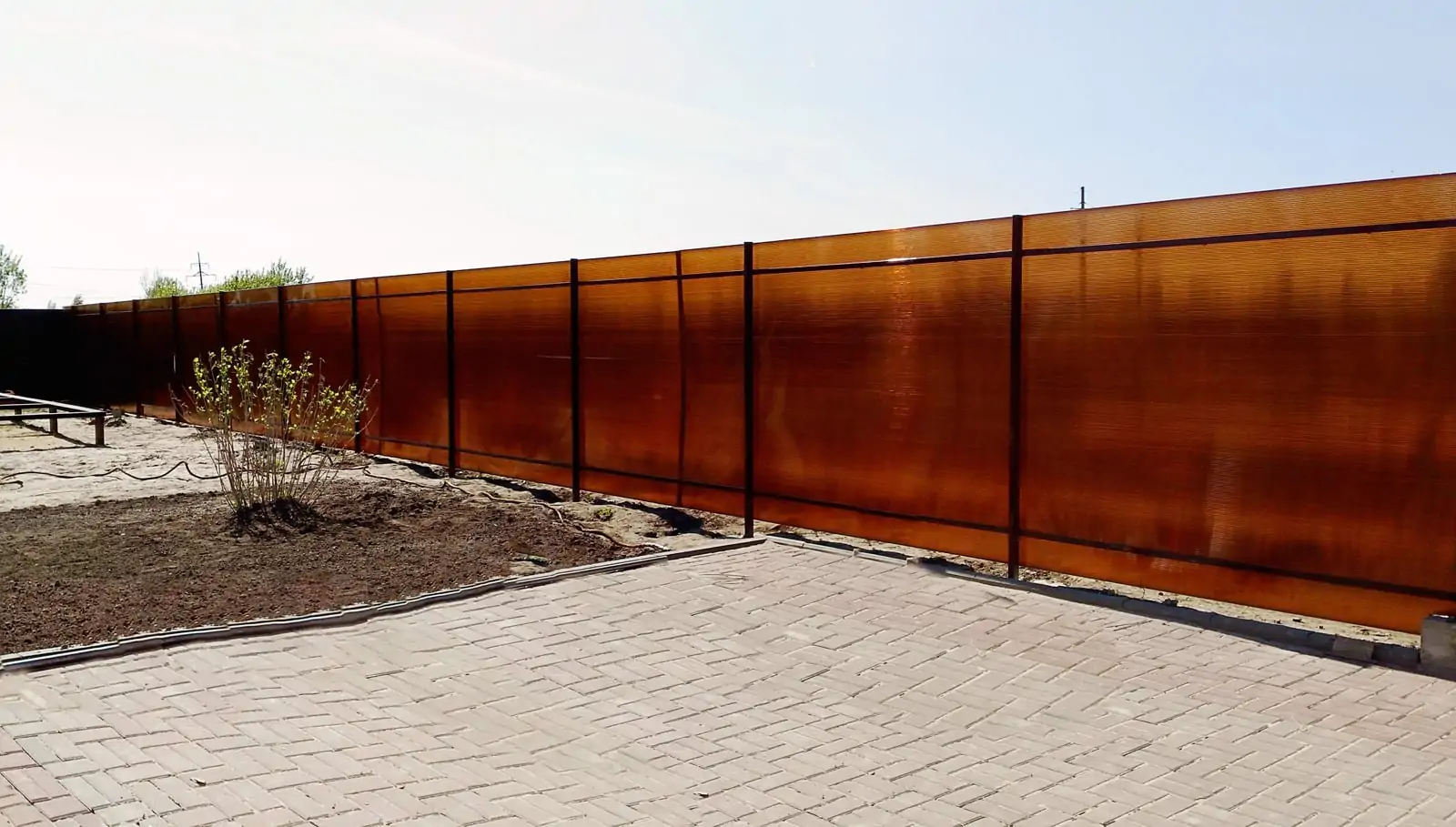 Забор из поликарбоната на даче